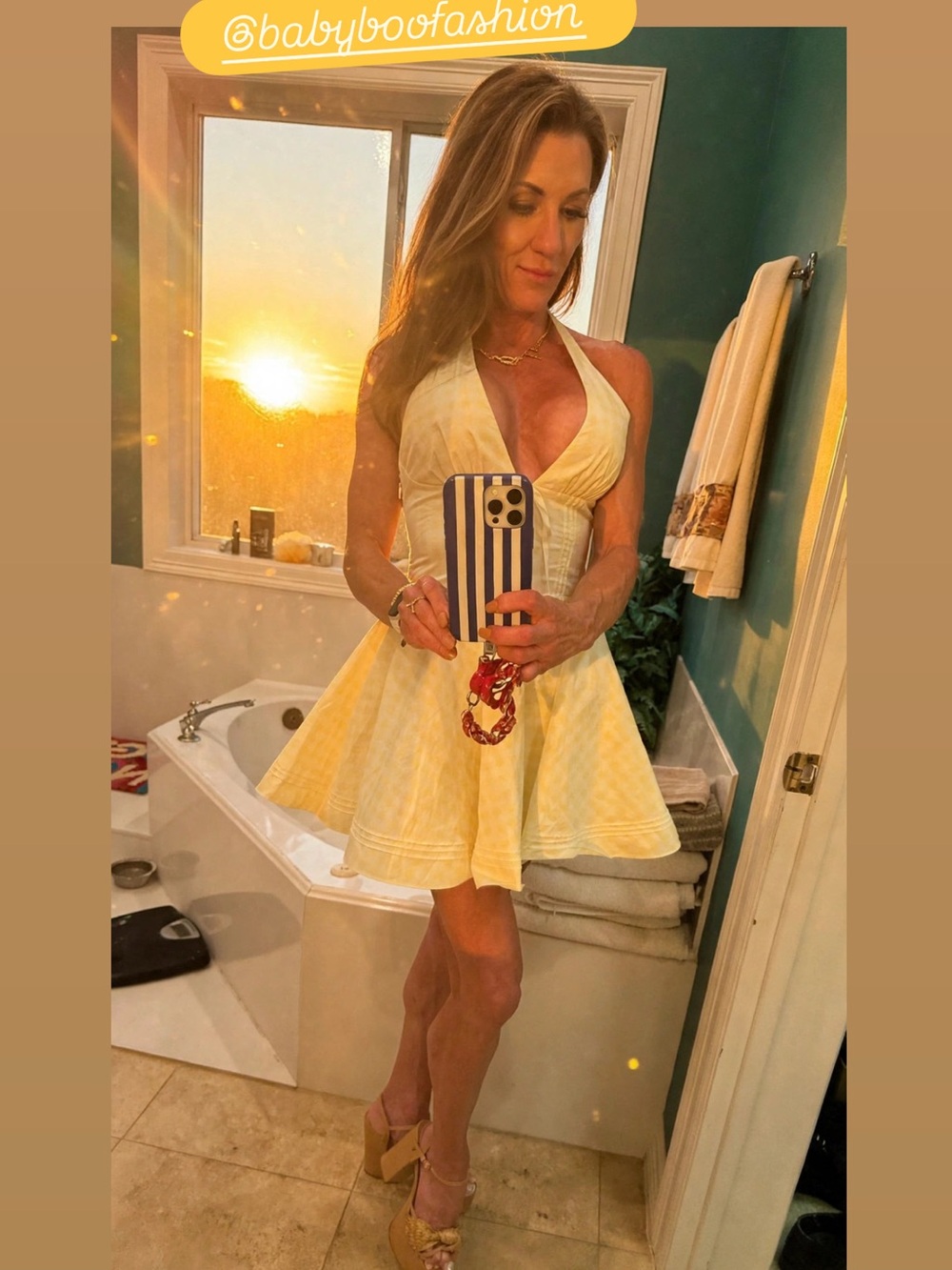 Halter Neck Yellow Gingham Mini Dress - Picture 6 of 6